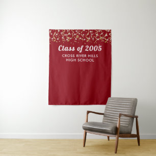Tapete De Parede Ano de aula Ano Vermelho Dourado Fundo Personaliza