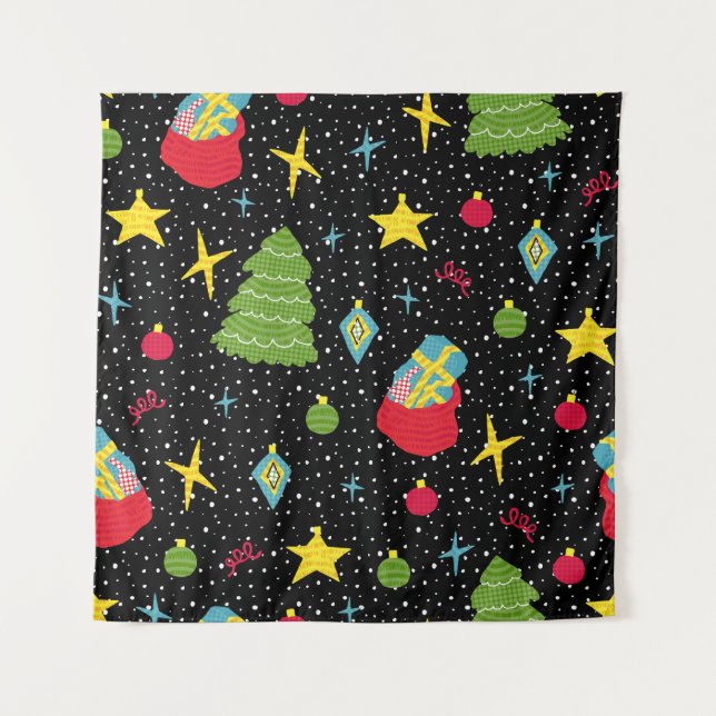 Tapete De Parede Ano Novo Festivo: Colorida Sem Costura. (Frente)