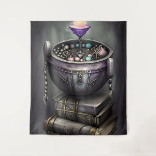 Tapete De Parede Antique Steampunk Cauldron Pilha de Livros Ortog