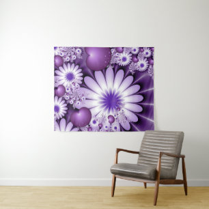 Tapete De Parede Apaixonando-se Flores e Corações Abstratos Fractal
