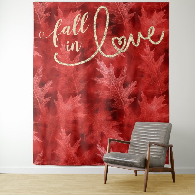 Tapete De Parede Apaixone-se pelo Outono | Fundo Fotográfico Vermel (In Situ)