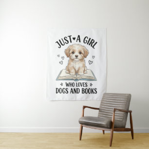 Tapete De Parede Apenas Uma Garota Que Ama Livros e Cachorros