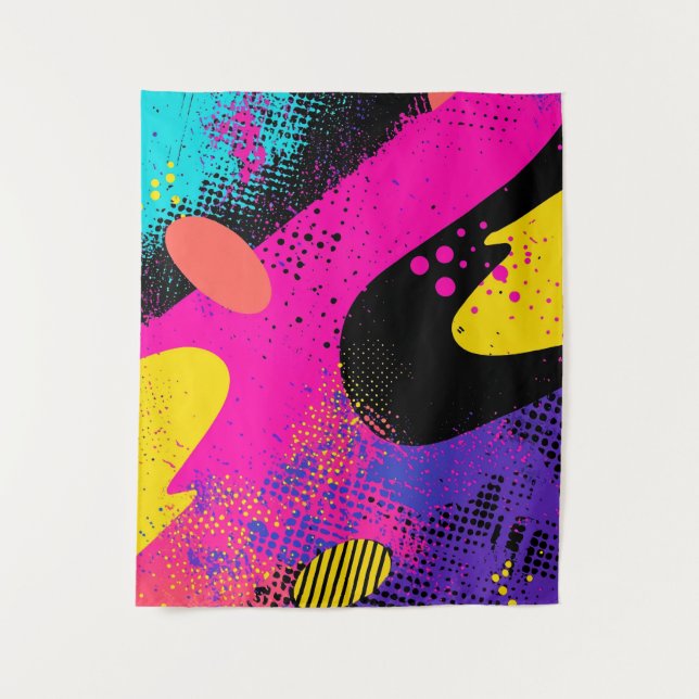 Tapete De Parede Apresentação de cor abstrato no estilo de quadrinh (Frente)