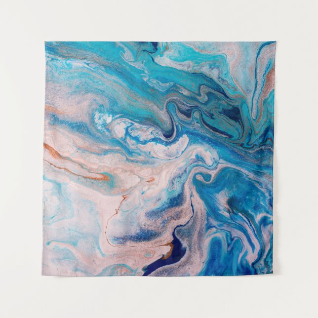 Tapete De Parede Aproximação do mármore branco e azul-abstrato (Frente)