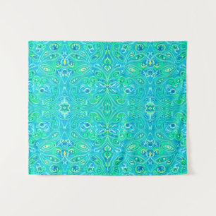 Tapete De Parede Aquamarine Arabesque Bohemian Pattern