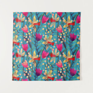 Tapete De Parede Aquarela Brilhante: Design Floral Sem Costura.