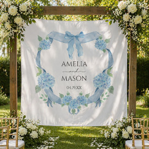Tapete De Parede Aquarela Crista de Hortênsia Azul Casamento