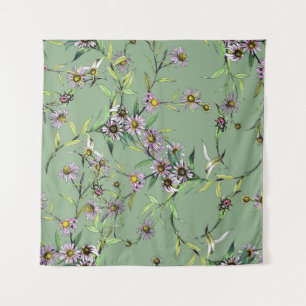 Tapete De Parede Aquarela Floral: Padrão Verde Sem Olho