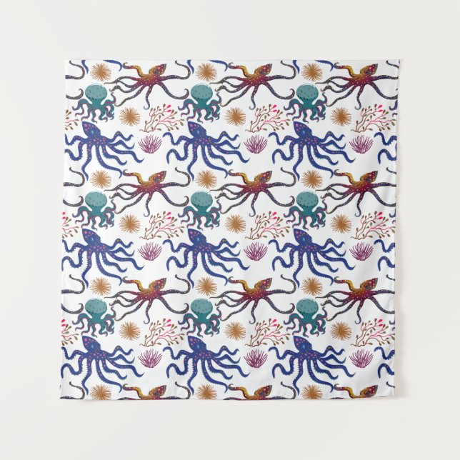 Tapete De Parede Aquatic animals pattern | ocean underwater life 27 (Frente)