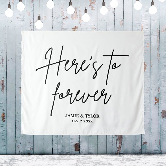 Tapete De Parede Aqui está o personalizado da cerimônia de casament (Here's To Forever Wedding Backdrop Ceremony Custom
)