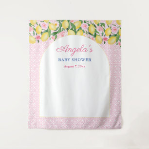 Tapete De Parede Arch Girly Pink Lemons Chá de fraldas Panorâmica