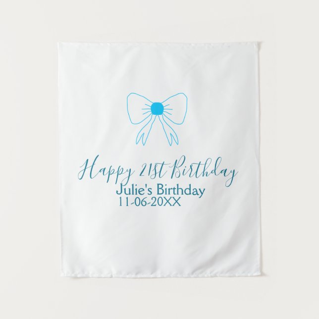 Tapete De Parede Arco azul feliz aniversário de 21 anos nome data g (Frente)
