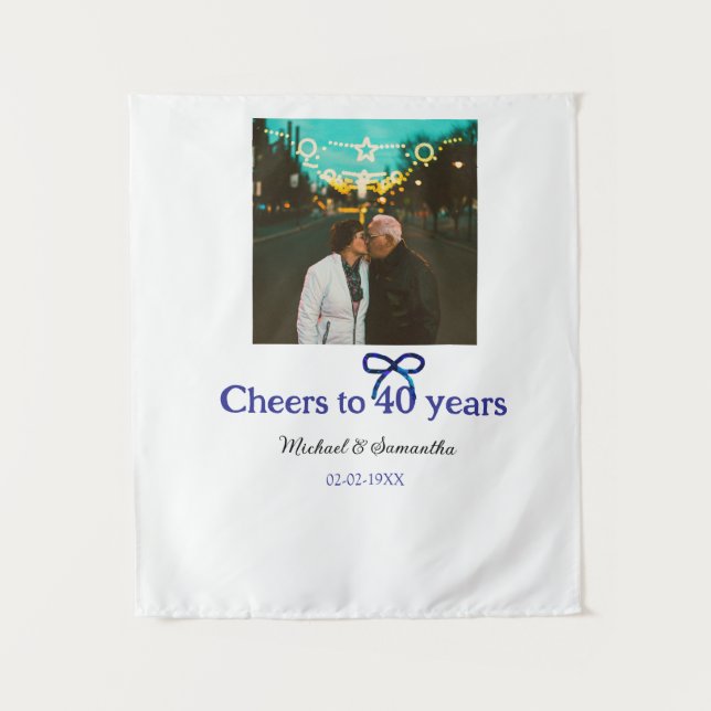 Tapete De Parede Arco azul g parabeniza o aniversário de casamento  (Frente)