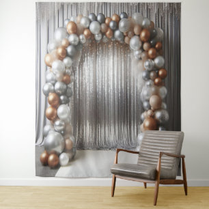 Tapete De Parede Arco de Balão de Ouro Plano e Prata Plano - Não Me