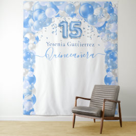 Tapete De Parede Arco de Balões Elegantes Azul Quinceañera