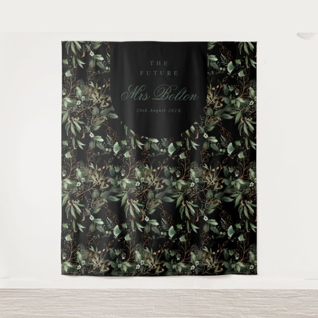 Tapete De Parede Arco de Boho Eucalipto Preto Fundo de Casamento Ci (Frente)