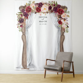Tapete De Parede Arco de Casamento Boho Borgonha Backdrop Photo Boo