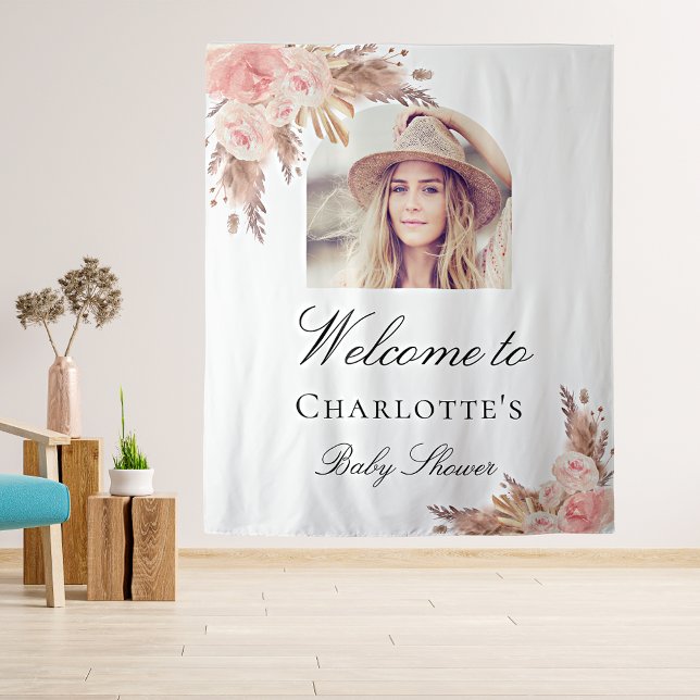 Tapete De Parede Arco de grama de pampas rosa bebê em foto para chá (Criador carregado)