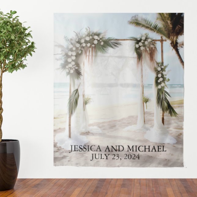 Tapete De Parede Arco Floral da Praia de Casamento (Criador carregado)
