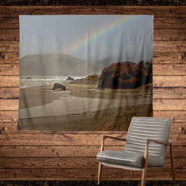 Tapete De Parede Arco-íris e nuvens em uma praia do rio Pistil Oreg