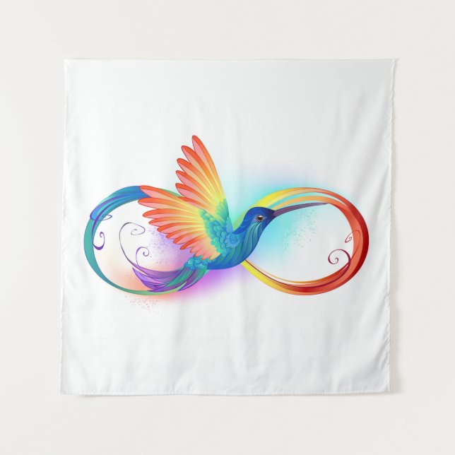 Tapete De Parede Arco-íris Hummingbird com símbolo Infinito (Frente (Horizontal))