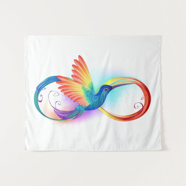 Tapete De Parede Arco-íris Hummingbird com símbolo Infinito (Frente (Horizontal))