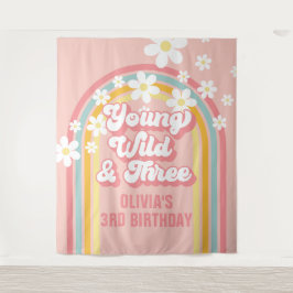 Tapete De Parede Arco-íris Retro Jovem Selvagem Três 3º Aniversário