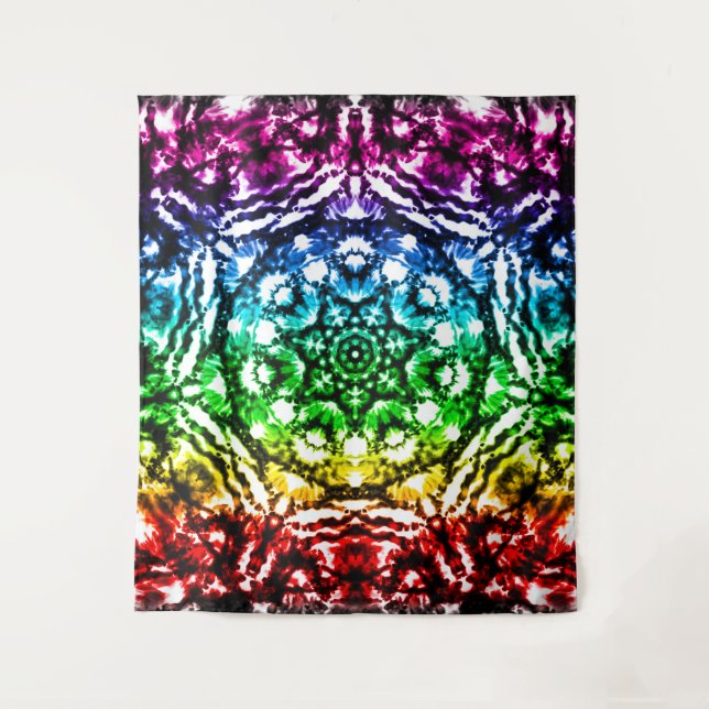 Tapete De Parede Arco-íris Tie Dye Mandala Estrela Retro (Frente)
