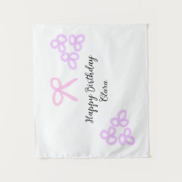 Tapete De Parede Arco rosa floral roxo pastel feliz aniversário 