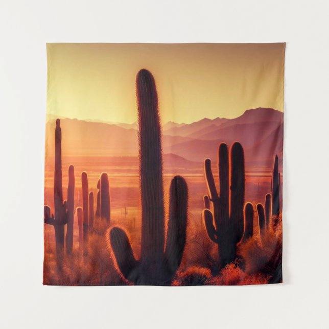 Tapete De Parede Arizona Desert cactus sunset (Frente)