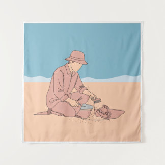 Tapete De Parede Arqueólogo simples, arte de uma linha contínua