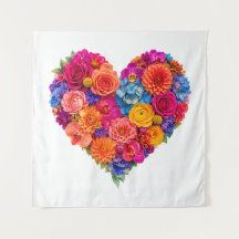 Arranjo de Coração Floral Vibrante de Arte Bonita