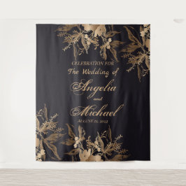 Tapete De Parede Arranjo Floral de Metal Falso Dourado Elegante par