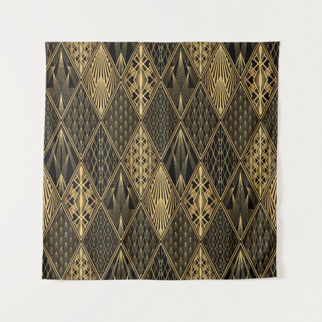 Tapete De Parede Art Deco Black Dourado Elegance (Frente)
