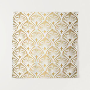 Tapete De Parede Art Deco Pattern. Serralheiro branco e dourado