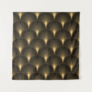 Tapete De Parede Art Deco Pattern. Serralheiro preto sem costura e