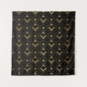 Tapete De Parede Art Deco Pattern. Serralheiro preto sem costura e
