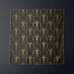 Tapete De Parede Art Deco Pattern. Serralheiro preto sem costura e<br><div class="desc">Art Deco Pattern. Fundo preto e ouro sem costura. Conchas metálicas ou escamas para revestimento de rendas. Design geométrica minimalista. Linhas de safra. Motivos dos anos 1920-30. Ilustração da safra do luxo</div>