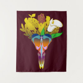 Tapete De Parede Art Deco Vase with Golden Flowers