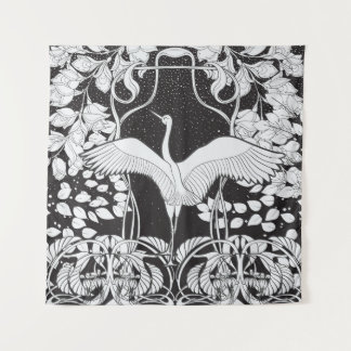 Tapete De Parede Art Nouveau: Ilustração de Pássaro Floral