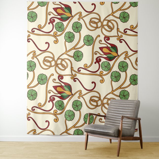 Tapete De Parede Art Nouveau-inspired floral design (In Situ)