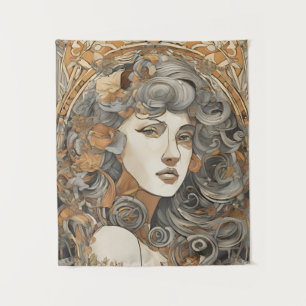 Tapete De Parede Art Nouveau Portrait Vintage Female Ilustração