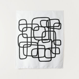 Tapete De Parede Arte abstrata contemporânea em preto e branco