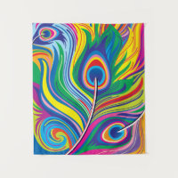 Arte Abstrata de Penas de Pavão