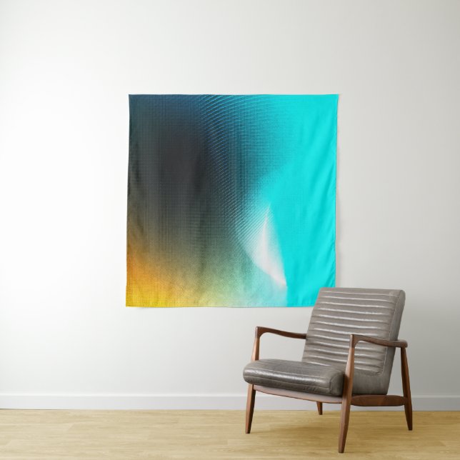 Tapete De Parede Arte abstrata em mesh com gradiente laranja-turque (In Situ)