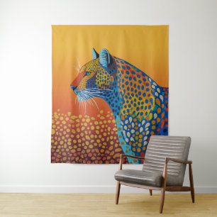 Tapete De Parede Arte Abstrata Vibrante de Leopardo