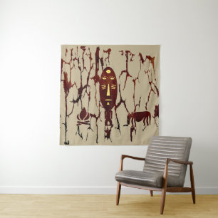 Tapete De Parede Arte africana indígena vintage abstrata antiga