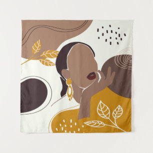 Tapete De Parede Arte Afro-Americana, Impressão de Garota Folha, M