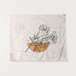 Tapete De Parede Arte Botânica Abstrata – Arte Minimalista de Linha