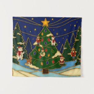 Tapete De Parede Arte Cloisonne Floresta Caprichosa Natal Clássico